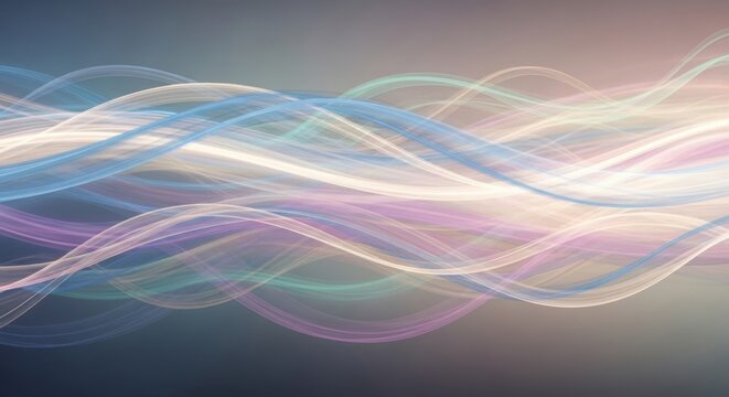 Abstract flowing light waves in soft pastel hues creating a dynamic visual display