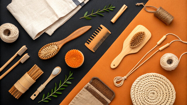 Rustic brushes on vibrant backdrop