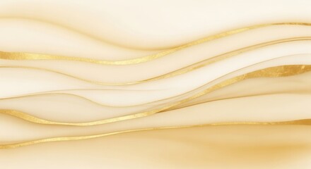 Obraz premium Elegant abstract gold and cream wavy design with subtle metallic accents for sophisticated visual