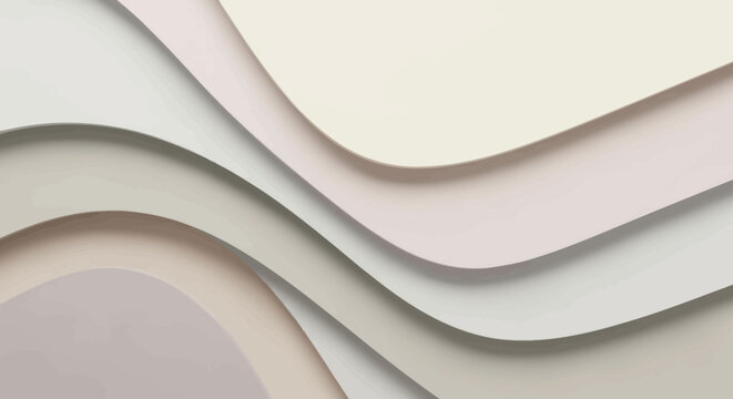 Elegant layered paper with smooth curves in neutral tones suitable