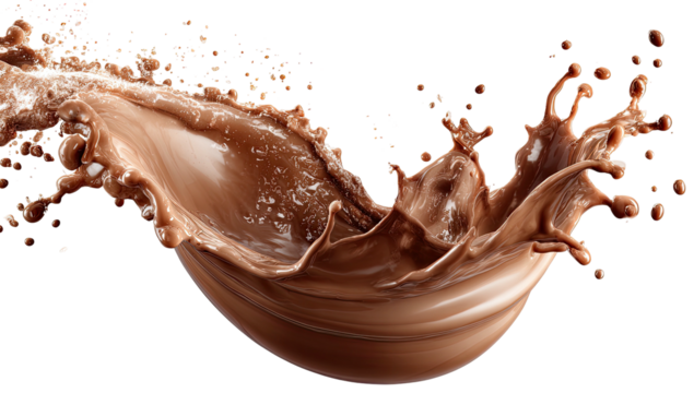 Chocolate splash Rich, thick liquid soaring in air