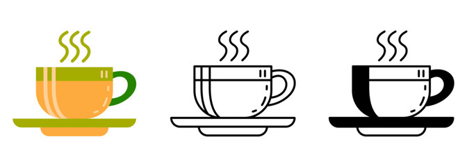 Flat vector artwork of a coffee cup isolated on white background