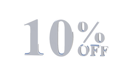 10% OFF Promotional Graphic – 3D Bold Silver Text PNG transparent 