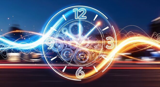 Abstract time clock concept illustrating time management and high speed of life - Powered by Adobe