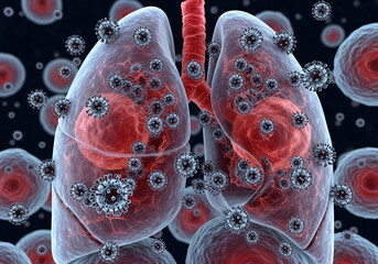 Human Lung model illness, Lung cancer and lung disease.