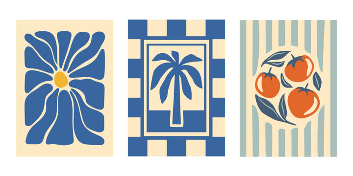 La dolce vita Italian market poster set, Mediterranean retro food and travel art prints