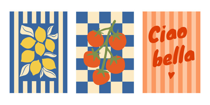 La dolce vita Mediterranean lifestyle art series, Italian summer travel poster set