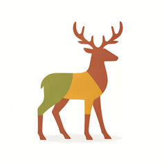 Deer silhouette in colorful abstract design: A simplified yet striking representation of a deer, rendered in an abstract style with vibrant, multi-colored segments.