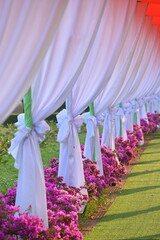 white curtain decorate for party in the garden © sutichak