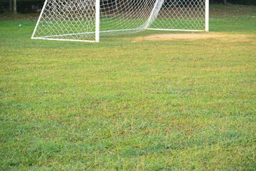 Fototapeta premium goal of football on green grass background, object of sport