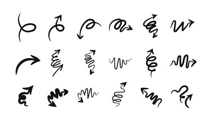 Hand drawn arrow set isolated on for design elements