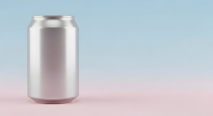 Minimalist Silver Aluminum Can on Pastel Gradient Background