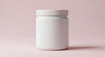 Blank White Pill Bottle with Textured Cap on a Pink Background