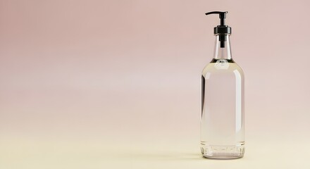 Clear Glass Bottle with Black Pump Dispenser for Liquids