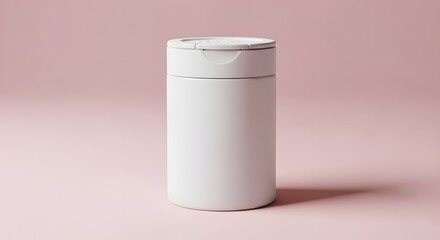 Minimalist White Container Mockup with Flip-Top Lid on Pink Background