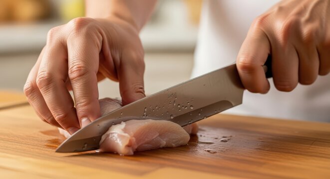chef cutting meat - Powered by Adobe