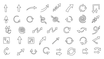 Hand drawn arrow collection isolated on for web design