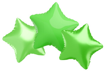 3D画像_星型の風船_緑