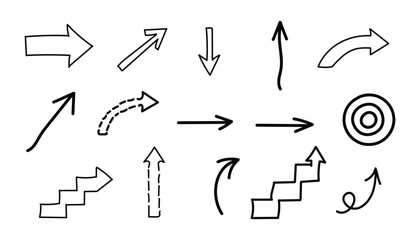 Hand drawn arrow collection isolated on for infographic design