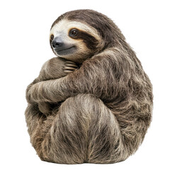 Obraz premium Sloth grooming Licks its fur or scratches itself with its claws. full length isolate on transparent background