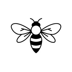 Obraz premium Minimalist bee insect illustration in simple black line art vector style for natural, eco, and wildlife design themes