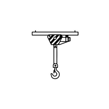 Ceiling-mounted hoist hook vector design demonstrating suspended lifting equipment used in workshops and industrial facilities