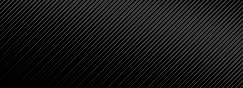 Black oblique straight line background. Modern dark linear abstract wallpaper. Luxury stripe gradient texture. Grey diagonal line backdrop for flyer, banner, poster, cover, presentation. Simple