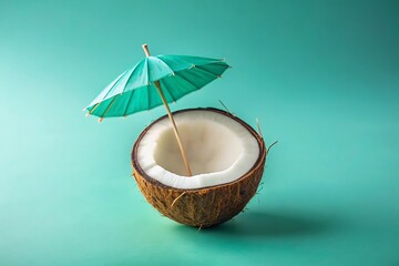 Coconut drink with a small umbrella tropical
