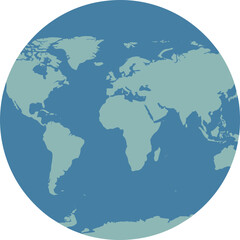 Flat Style World Map in Circular Shape Geographic Illustration