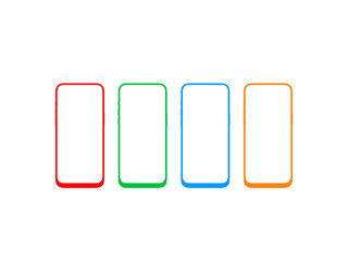 Vector Illustration of Isolated smartphone with blank screen color red green blue and orange outline, generic device for mockup presentation, modern cell phone. png file