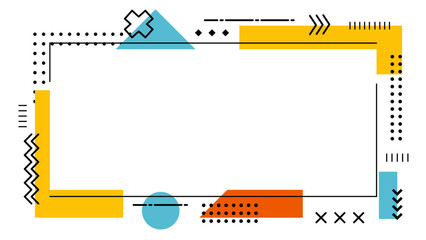 Memphis frame border for adding a pop of color and geometric flair to design projects like flyers, posters, social media graphics.