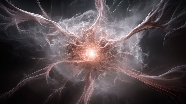 The birth of an Artificial General Intelligence, visualized as a supernova of light and complex fractal patterns erupting from a central processing core, abstract, epic, and vibrant.