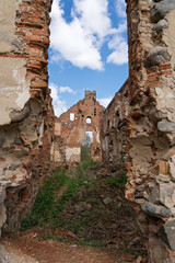 Fototapeta premium Ruins of Merkinė Manor Historical Mansion in Šalčininkai, Republic of Paulava, Lithuania