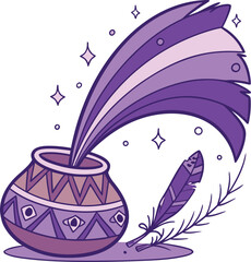 Ink Pot of Imagination: A whimsical ink pot overflows with a cascade of imagination, symbolizing creative inspiration, adorned with an ornate design and a delicate quill beside it.