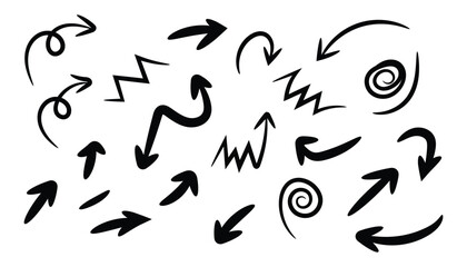 Hand drawn arrow collection isolated on for design element