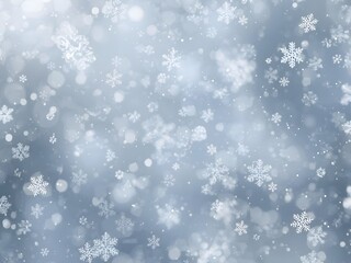 Fototapeta premium Soft falling snowflakes with gentle bokeh glow.