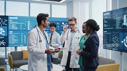 Doctors collaborating with tablet technology, scrutinizing patient charts and graphs in a hospital setting, capturing the concept of healthcare innovation and highlighting the intersection of. - Powered by Adobe