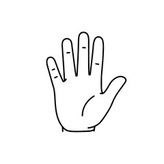 Fototapeta premium Open hand silhouette minimal palm and fingers structure clean anatomical representation in line art vector style