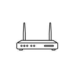 Obraz premium Dual-antenna wireless router minimal line vector illustration for broadband networking, stable internet access, and communication systems