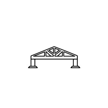 Small truss support frame icon in minimal architectural line art style, structure element drawn as clean vector outline
