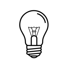 Light bulb idea symbol drawn in clean outline vector style for innovation, creativity, problem-solving, and brainstorming theme graphics