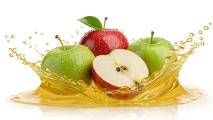 Fresh apples with splash of juice