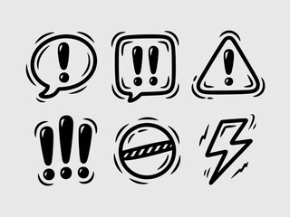 A collection of various alert icon designs conveying important messages and warnings. Ideal for illustrating themes of communication, safety, and precautionary measures.
