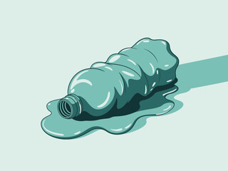 An impactful illustration of a discarded plastic bottle, depicting the environmental concerns surrounding plastic pollution and its aftermath with a sleek and modern design.