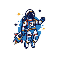 Astronaut Vector Duo: Bundle of Space Illustrations Featuring a Drip Art Spaceman Holding a Planet and a Blue Explorer with a Rocket, Great for Sci-Fi Themes, Stickers, and Modern Graphic Design.