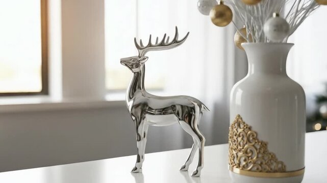 luxury christmas deer decoration figure in cozy livingroom