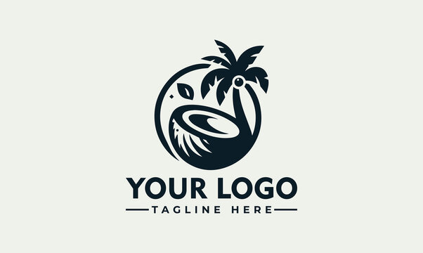 Coconut tree logo vector illustration, tropical paradise icon design