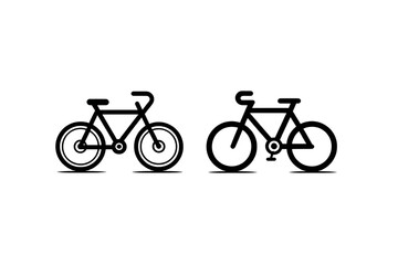 Fototapeta premium Minimalist Bicycle Icons Set Road Bike and City Bike Symbols for Cycling Sport Transportation.