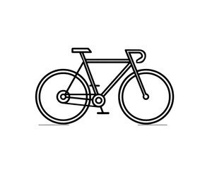 Fototapeta premium Minimalist Bicycle Icon Line Art. Simple Black and White Vector Bike Symbol for Sport Transport.