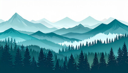 Obraz premium Loose Dry Brush Mountain Landscapes for Outdoor Brochure